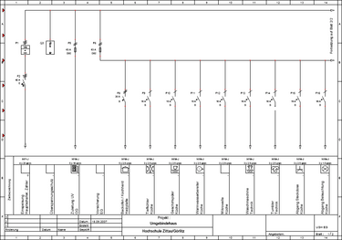 Abbildung 4-2: Installationsplan für das Beispielgebäude (Untergeschoss Teil 1)